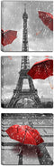 Paris Eiffel Tower Canvas Wall Art Decor Red Umbrellas Poster Prints Pictures Artwork for Living Room Ready to Hang (Red, 12X12inchx3 (30x30cmx3))