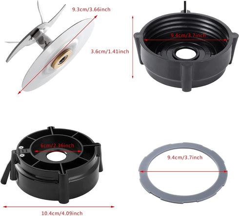 Pro 1200 Blender Blade Stainless Steel Replacement for Os-ter Pro 1200 Blender Accessory with Jar Base Bottom and One Rubber O Ring Gasket for Os-ter Pro 1200 Blender Replacement Parts