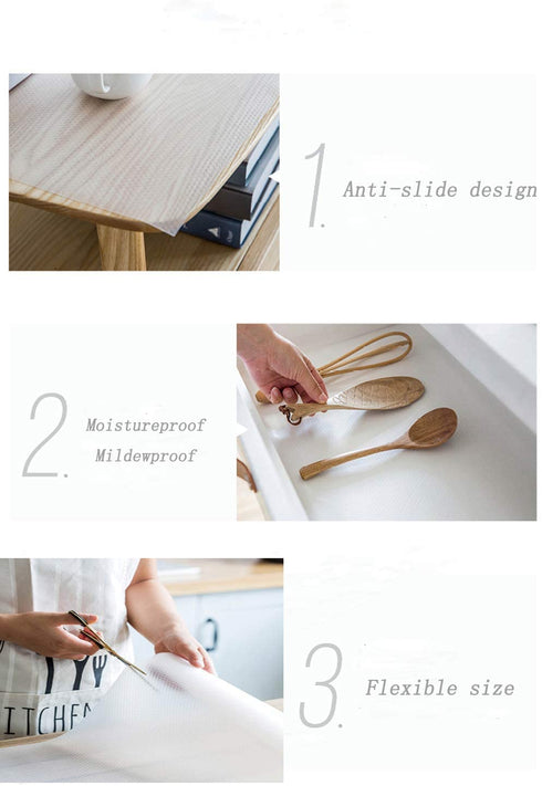 Bloss Shelf Liners Waterproof Non Adhesive Cabinet Liner for Bathroom, Kitchen, Desks, Cupboard, Refrigerator, ect, Clear Drawer Mat 17.7''×177''