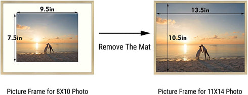 Golden State Art 11x14 Picture Frame Gold Aluminum (Shiny Brushed) Display Pictures 8x10 with Mat or 11x14 Without Mat Wall Mounting Real Glass Metal Photo Frame