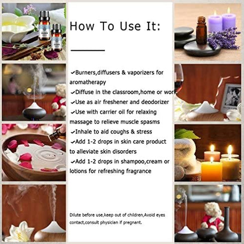Rose Jasmine Essential Oil Set Aromatherapy 100% Pure Organic Oils for Diffuser, Massage, Skin- 2 x 10ml¡