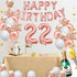 Fancypartyshop 22nd Birthday Decorations - Rose Gold Happy Birthday Banner and Sash with Number 22 Balloons Latex Confetti Balloons Ideal for Girl and Women 22 Years Old Birthday Rose Gold