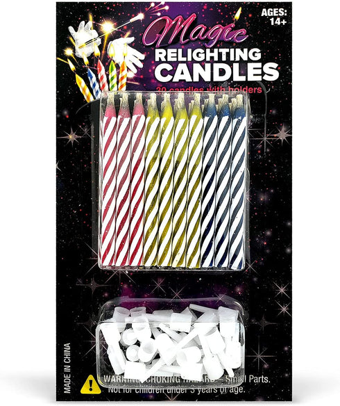 Laughing Smith Magic Relighting Candles - (30 pk) - Trick Happy Birthday Party Decorations for Cakes - Prank Celebration Candle - for Kids & Fun-Loving Adults