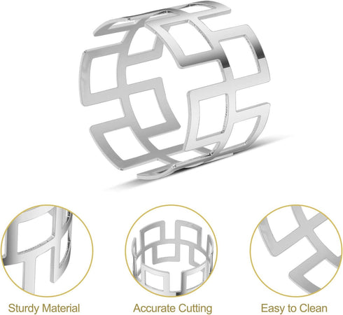 KPOSIYA Napkin Rings Set of 20 Hollow Cut Metal Napkin Holder Dinning Table Setting for Wedding Party Banquet Christmas Dinner Delicate Serviette Buckles Decor Favor (Fang Ge-Silver 20)