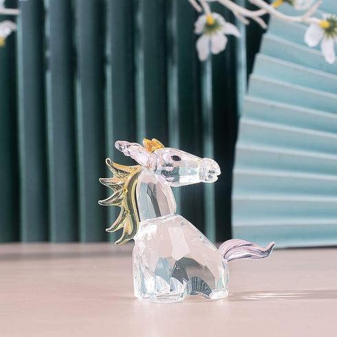 LONGWIN Crystal Angel and Unicorn Figurines Christmas Decorative Glass Ornaments Collectible Gift for Kids