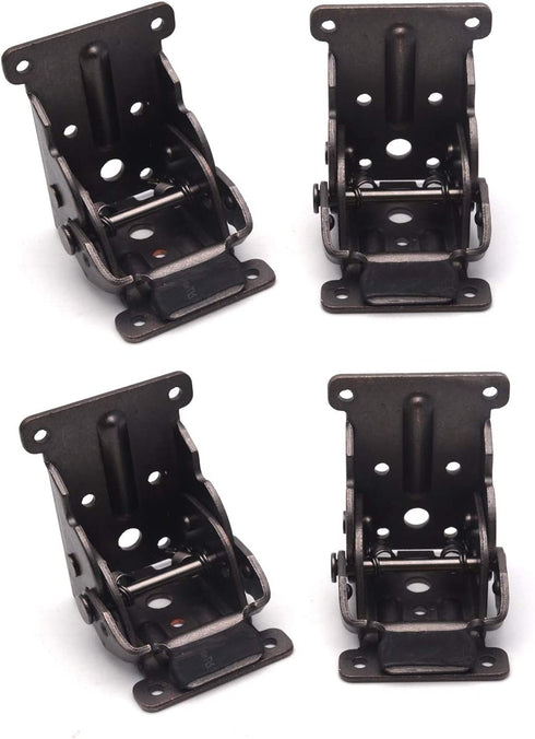 Antrader 90 Angle Self-Locking Folding Hinge Lock Extension Table Chair Leg Steel Foldable Support Bracket with Mounting Screws, Gray-Black, 4 Pack