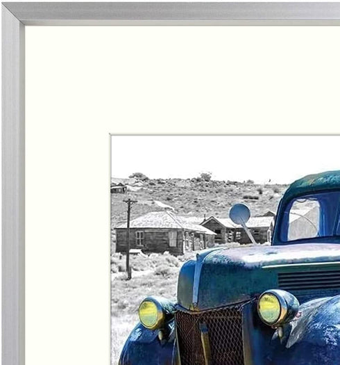 Golden State Art, 11x14 Silver Picture Frame Displays Photo 8x10 with Ivory Mat or 11x14 Without Mat for Wall Mounting Aluminum Frames with Real Glass (Pack of 1)