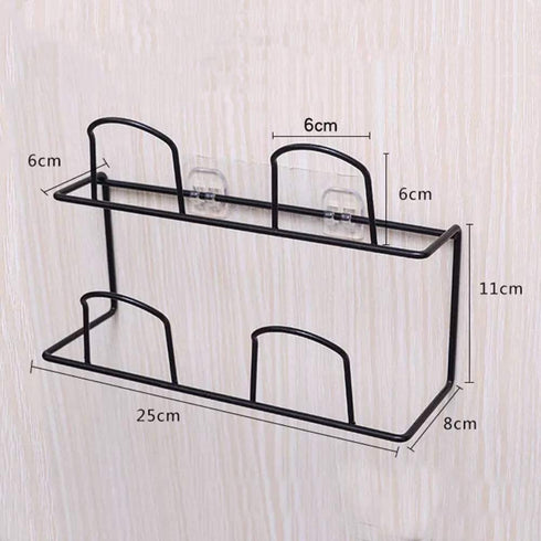 Hanging Shoes Rack, Strong Self Adhesive Shoes Holder Storage Organizer, Door Shoe Hangers Shoe Shelf Holder, Shoe Rack Hanging Over the Wall for Hanging on the Door, Bathroom, Kitchen(2 Pack,Black)