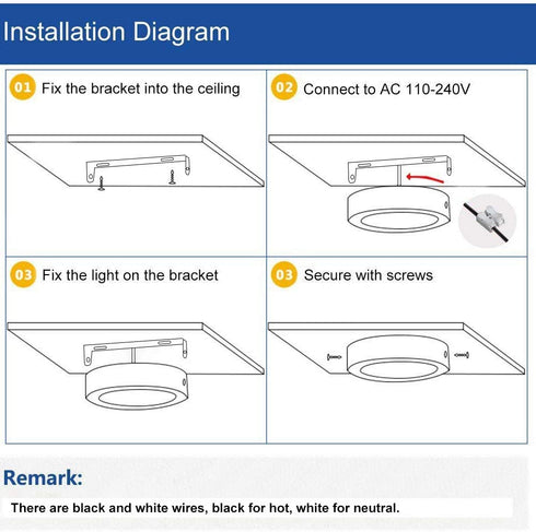 DLLT LED Flush Mount Ceiling Light, 24W Led Surface Round Ceiling Light 1920LM (220W Incandescent Equivalent) 3000K Warm White for Kitchen, Closet, Bedroom, Hallway