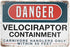 Jesiceny New Tin Sign Danger Velociraptor Containment Aluminum Metal Sign 8x12 INCH
