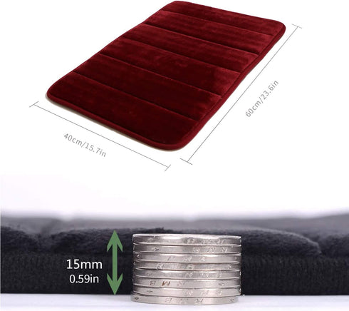 Red Memory Foam Bath Mat Rugs Non Slip Absorbent Bathroom Rug Carpet Super Water Absorption Bathroom Carpet Machine Washable Quick Dry Non-Slip Thick Bath Mat 17" X 24" Wine Red