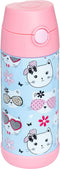 Snug Kids Water Bottle - insulated stainless steel thermos with straw (Girls/Boys) - Kitty, 12oz