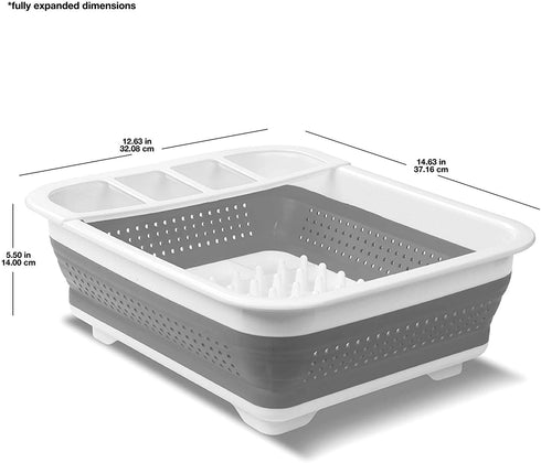 madesmart EMW6337273, Collapsible Dish Rack, Grey/White