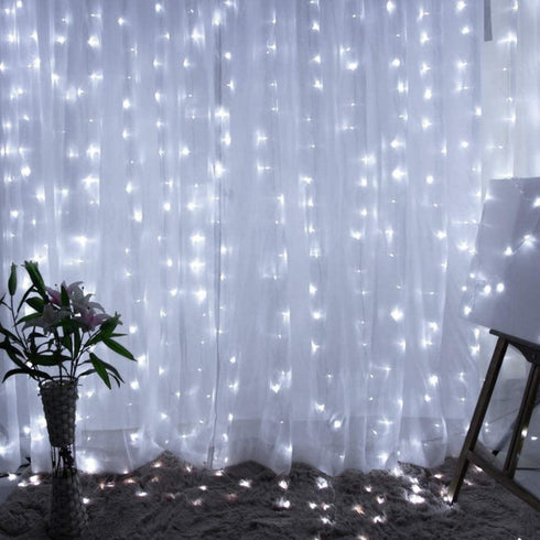 TORCHSTAR 9.8FT — 9.8FT Window Curtain Light, Extendable String Light Kit, Pure White, 8 Modes Outdoor Nativity Scenes for Party, Wedding, Restaurant, Festival, Hotel, Bar, Home, Patio, Garden