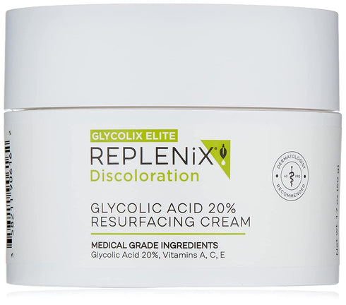 Replenix - Glycolix Elite Glycolic Acid Resurfacing Cream - Vitamins C, Brightening, Dark Spot Corrector, Reduces Appearance of Pores, 1.7 oz.