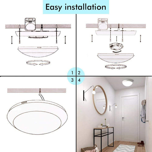 eSenlite Ceiling Wall Surface Mount Radar Motion Activated LED Light Fixture, up to 900lm Dusk to Dawn Capable for Residential Commercial and Industrial Lighting Applications
