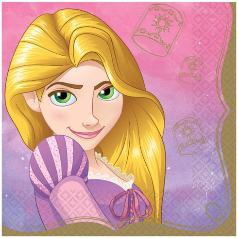 Rapunzel Themed Party Supplies: Bundle Includes Round Dinner Plates and Napkins for 16 People