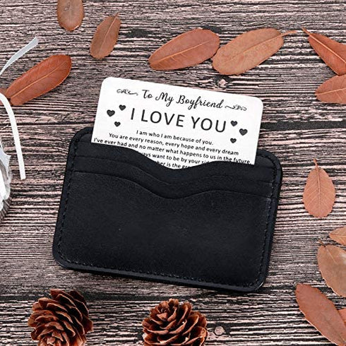 to My Boyfriend Gifts Wallet Card Insert for Him Men from Girlfriend to Boyfriend Husband to Be Christmas Valentine Stocking Suffers Anniversary Birthday Gifts I Love You Note Engagement Gifts Fiance