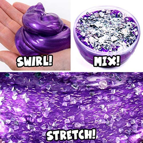 Slimygloop Mix'Ems Geodes, Metallic Slime, Glitter, Crystal Beads, Chunky Beads by Horizon Group USA