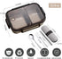 YBOBK HOME Leak Proof Bento Box, 2 Compartments Stainless Steel Lunch Box with Insulated Lunch Bag and Portable Utensil Set, Portion Control Lunch Container, On-the-Go Meal Fruit Snack Packing (Beige)