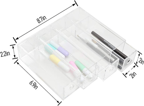 JING CAI Clear cosmetic Makeup and Jewelry and pencils Storage Case Display ,4drawers - Spacious Design - Great for Bathroom, Dresser, Office desk organizer, Vanity and Countertop