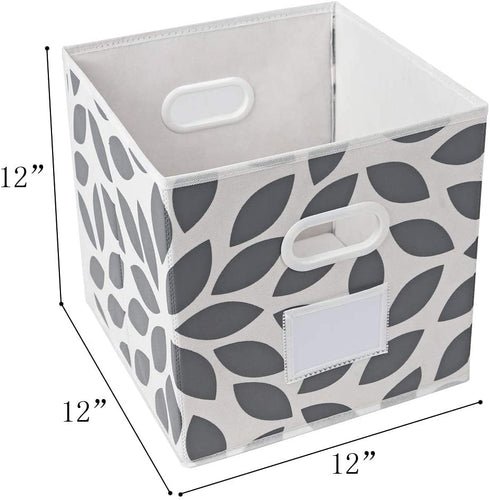 MAX Houser Fabric Storage Bins Cubes Baskets Containers with Dual Plastic Handles for Home Closet Bedroom Drawers Organizers, Foldable, Set of 4 (Grey)