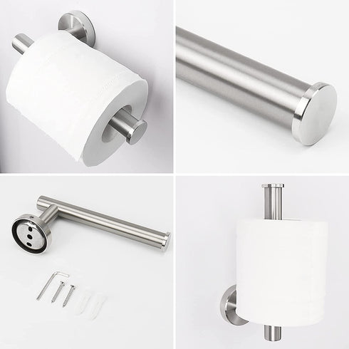 NearMoon 2 Pieces Bathroom Hardware Accessories, Towel Ring and Toilet Paper Holder- Stainless Steel Bathroom Towel Hanger and Hand Towel Holder, Wall Mounted (Brushed Nickel)