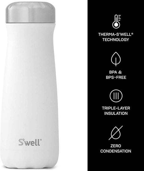 S'well Stainless Steel Traveler - 20 Fl Oz - Moonstone - Triple-Layered Vacuum-Insulated Travel Mug Keeps Coffee, Tea and Drinks Cold for 36 Hours and Hot for 15- BPA-Free Water Bottle