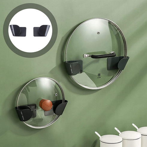 Cabilock 5 Pairs Pot Lid Rack Wall Mounted Adhesive Pan Pot Cover Storage Rack Shelf Chopping Board Holder Drain Rack for Kitchen Home Black