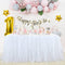 White Tulle Table Skirt Tutu Table Skirts for Rectangle Tables 4ft Fluffy Table Skirt for Wedding Bridal Baby Shower Birthday Party
