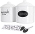 Kitchen Airtight Food Storage Canisters Set of 2 - 2.7QT/87oz Cookie Jar With Lids and Chalkboard Labels for Countertop Pantry Organization Flour,Candy,Coffee,Sugar,Snacks,Tea Jars Plastic,White