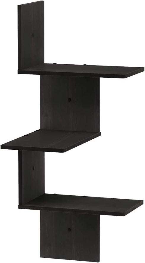 Furinno Rossi Wall Mounted Shelves, 3-Tier Rectangle, Espresso/Black