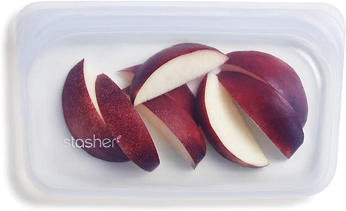 Stasher Platinum Silicone Food Grade Reusable Storage Bag, Clear (Snack) | Reduce Single-Use Plastic | Cook, Store, Sous Vide, or Freeze | Leakproof, Dishwasher-Safe, Eco-friendly | 12 Oz