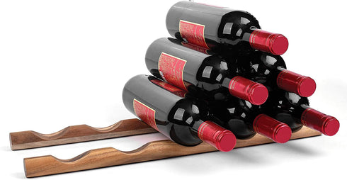 Ironwood Gourmet Compact Wooden Wine Rack Bottle Holder, 19" L x 1" W, Natural Acacia Wood