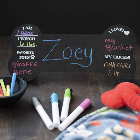 Ollypop Dog Milestone Chalkboard Sign - Birthday Photo Double Sided Reusable Keepsake Message with Stands for Adoptions, Birthday Parties, Holiday, Celebrations