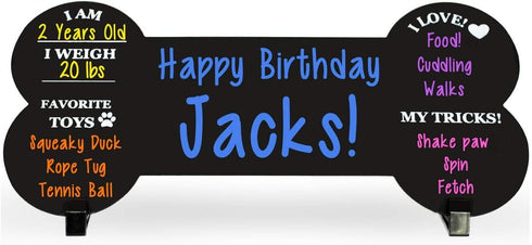 Ollypop Dog Milestone Chalkboard Sign - Birthday Photo Double Sided Reusable Keepsake Message with Stands for Adoptions, Birthday Parties, Holiday, Celebrations