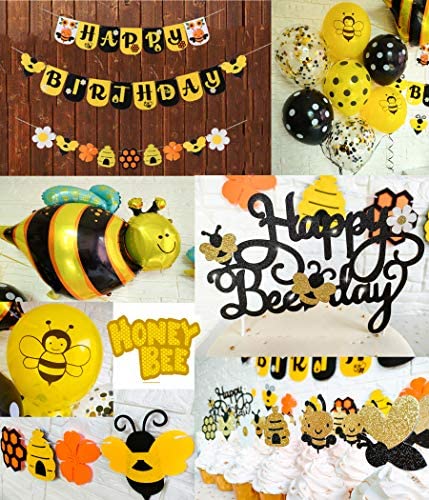 Honey Bumble Bee Party Decorations Honey Bee Banner Cake Cupcake Topper Garland Balloons Wrappers for Bee Theme Birthday Party Baby Shower Supplies