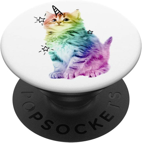 Caticorn Cute Cat Unicorn Fluffy Magical Kitty Cat PopSockets PopGrip: Swappable Grip for Phones & Tablets
