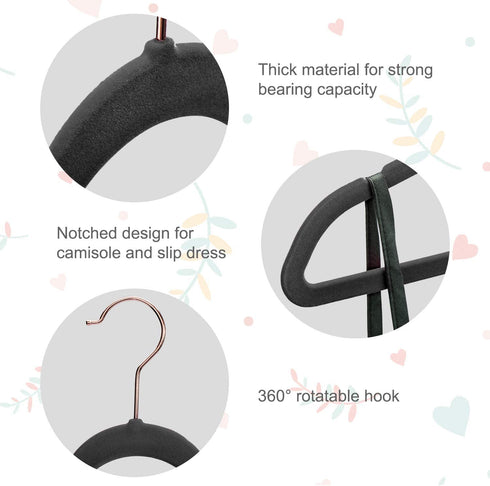 HOUSE DAY Kids Velvet Hangers,60 Pack Non Slip Baby Hangers Ultra Slim Space Saving Childrens Hangers,14" Size for Infant & Toddler Clothes (Black)