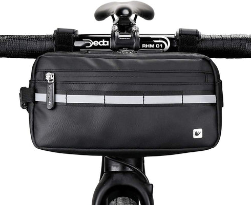Rhinowalk Bike Bag, Bike Handlebar Bag, WaterproofBike Basket Bicycle Front Bag Shoulder Bag Waist Bag for Sport Bicycle Professional Cycling Accessorie-Black