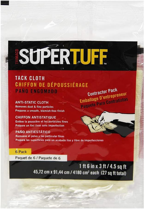 Trimaco 10506 SuperTuff Tack Cloth, 18 x 36-inch, 6 Count, Pack of 6, tan