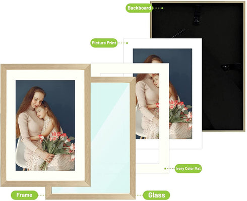 Golden State Art, Gold 5x7 Picture Frame - Displays Photos 4x6 with Mat or 5x7 inch Without Mat - Shatter-Resistant Glass Aluminum Photo Frame for Wall or Tabletop Display (2 Pack)