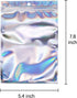 100 Counts Resealable Smell Water Proof Bags Foil Pouch Bag Flat Ziplock Bag with Clear Window for Party Favor Food Storage Gifts Bags Goodie Bag Holographic Color, 5.5 x 7.8 Inches