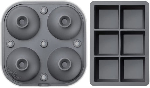 Samuelworld Ice Cube Trays - Jumble Big Cubes & 2.5 inches Large Sphere Ice Mold Combo for Whiskey and Cocktails, Keep Drinks Chilled (Grey)