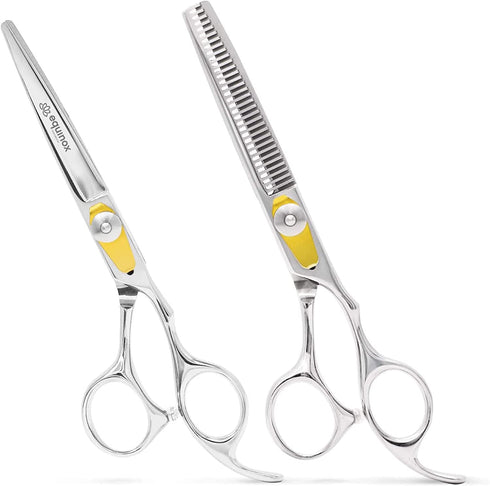 Equinox Professional Hair Cutting Scissors Set - Hair Cutting & Thinning/Texturizing Shears Set - 6.5” Overall Length - Razor Edge Barber Scissors for Men & Women - Premium Shears For Salon & Home Use