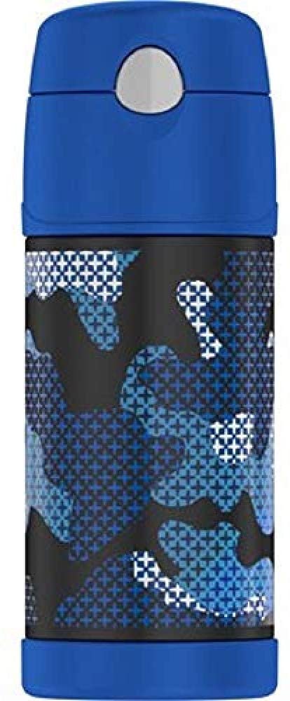 THERMOS FUNTAINER Vacuum Insulated Straw Bottle, 12-Ounce, Blue Cross Camo