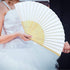 OHOM 10 Pcs White Hand Folding Fan Bamboo Frames for Home Decoration Handheld Folded Dance Fans for DIY Decoration, Wedding Party Props, 9.6 inch
