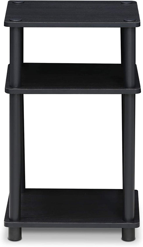 Furinno Just 3-Tier Turn-N-Tube End Table / Side Table / Night Stand / Bedside Table with Plastic Poles, 1-Pack, Americano/Black
