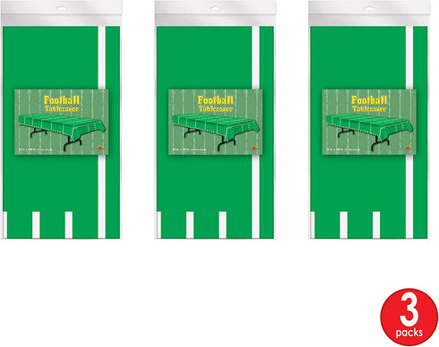 Beistle 3Piece Game Day Football Tablecovers, 54" x 108", , Green/White