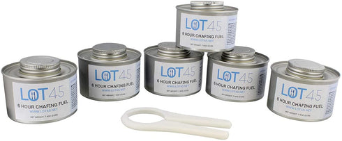 Lot45 6 Hour Cooking Fuel Wick Chafing Dish Fuel Cans for Food, Burners for Chafing Dishes, 6-Pack and Free Lid Opener